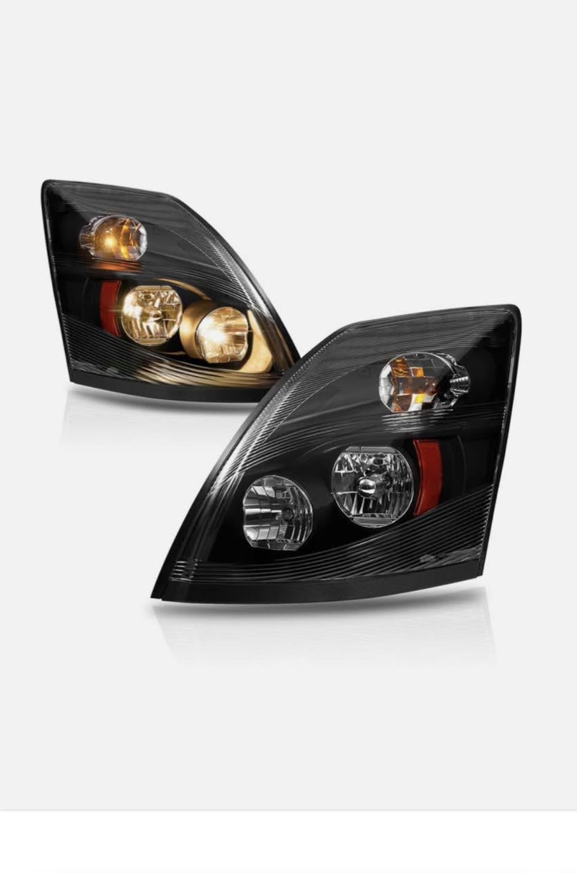 Volvo VNL VN VNM 2004-18 Black Headlight Assembly