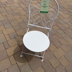 Brand New Folding Metal White Bistro Chair 