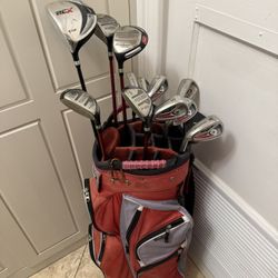 Left handed men’s Tommy Armour Royal Scot golf club set.  Complete set with golf bag