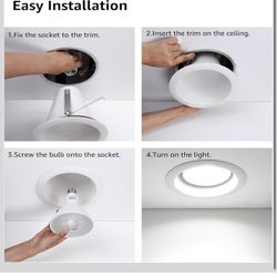 Brand New (6 pack) TORCHSTAR 6 Inch Self-Flanged Recessed Can Light Trim, Air Tight Baffle Trim, IC-Rated Anti-Glare, White