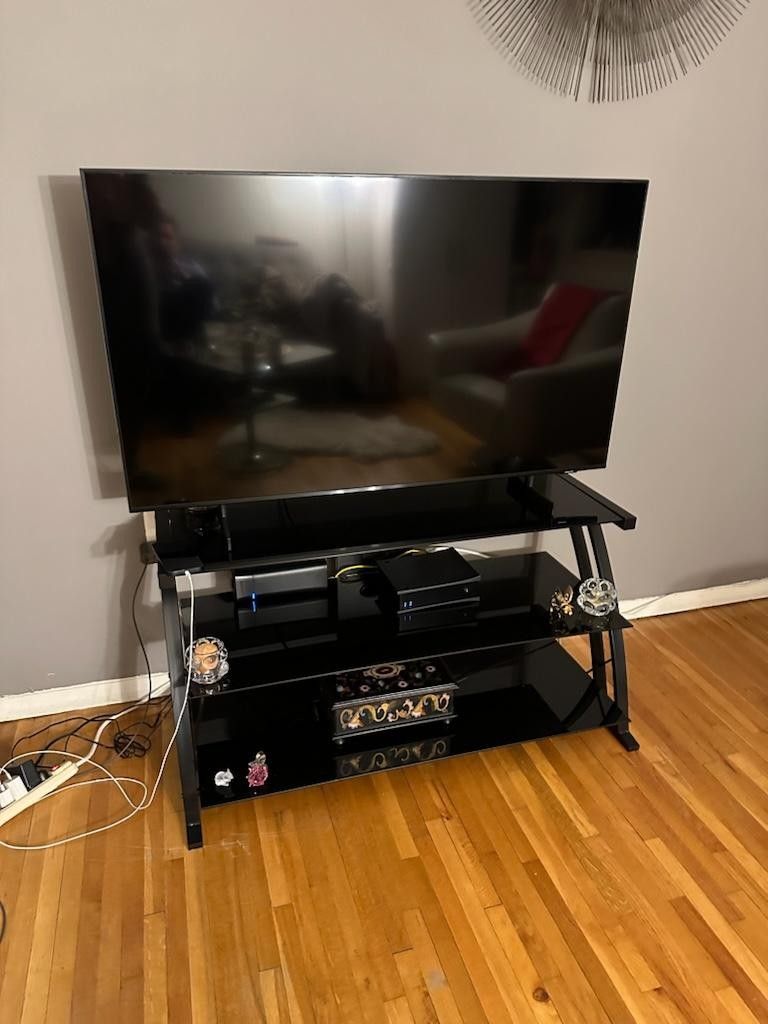 TV Stand with glass shelves