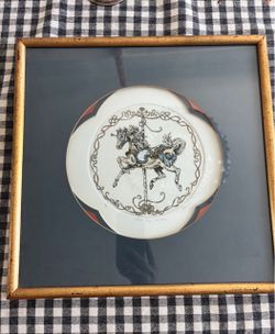 Framed Decorative Plate with Carousel Horse