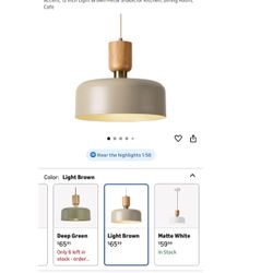 TeHenoo Contemporary Pendant Lights with Wood Cap, Brass Accent, 12 inch Light Brown Metal Shade,for Kitchen, Dining Room, Cafe