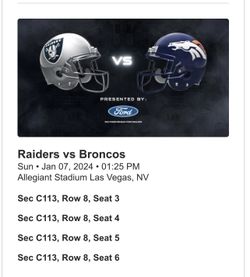 4 Tickets To Raiders Game Today 1:25pm