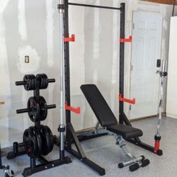 Squat Rack , Adjustable Bench , Weight Bench , Olympic Barbell , Rubber Weights Gym Equipment 