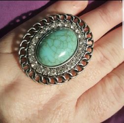 Turquoise crystal ring