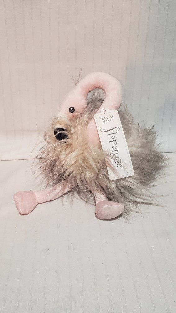 Pier 1 Imports plush pink 8" flamingo with tags