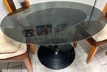 Marble glass dining table 3 chairs