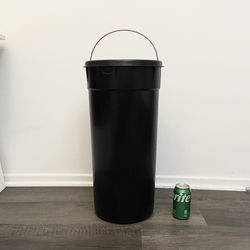 23” Tall Black Plastic Bin with Steel Wire Handle •Diameter 10.5” •Great for Umbrella Stand or Rolls of Large Sheets