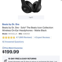 Beats by Dr. Dre - Solo³ The Beats Icon Collection Wireless On-Ear Headphones - Matte Black Model:MX432LL/A