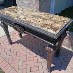 Traditional Table w Granite Top 54" x 22" x 35" tall