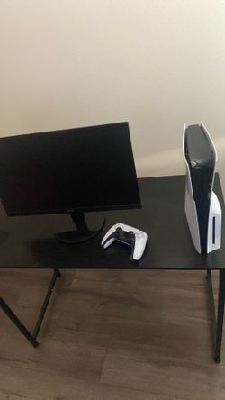 disc ps5 slim with monitor and controller