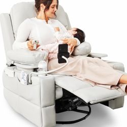 Rocking Chair Nursery with Adjustable Armrests, Electric Glider Recliner Nursing Chair