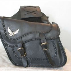 Willie & Max Black Leather Throw Over Saddle Bags $75