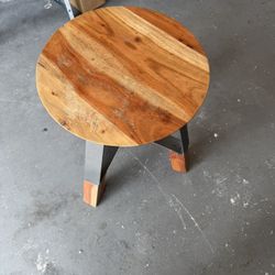 Wood Stool With Iron Legs 