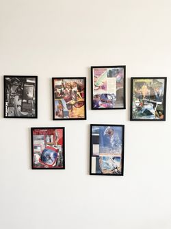 Vintage Surf Magazine Collage Art — Full Set of 6 — Handmade Framed