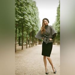 Japanese Luccica Wool Blended Boutique Classic Pencil Skirt