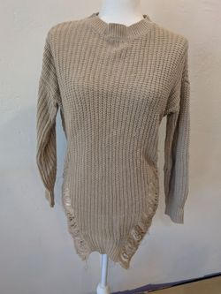 Distressed Knit Long Sweater