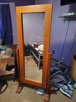 Full-Length Freestanding Wood Floor Mirror