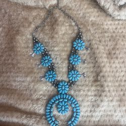 Turquoise Squash Blossoms Necklace 