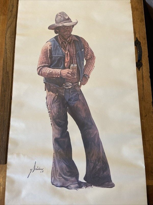Vintage Gordon Snidow Coors Cowboy Poster