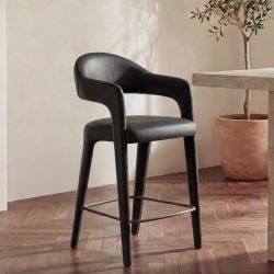 Martens Black Leather Counter Stool