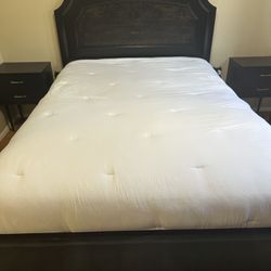 Queen Bed Frame And Headboard Dark Wash Wood