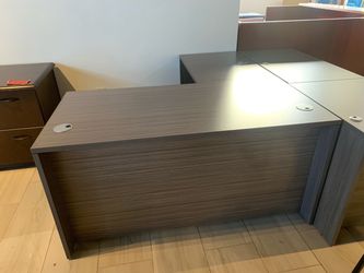 Desk l shaoe 60”x66” gray with drawers