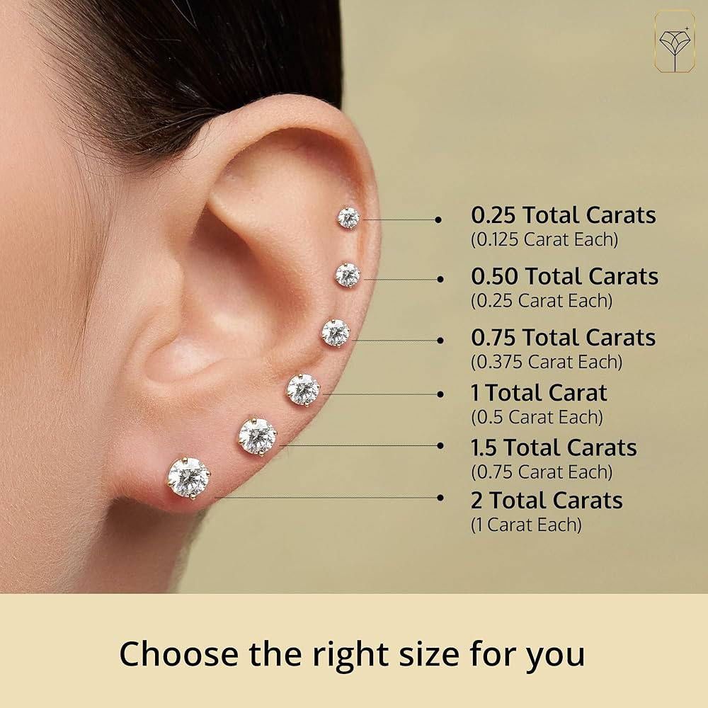 14k yellow gold 1CTW CZ stone studs earrings