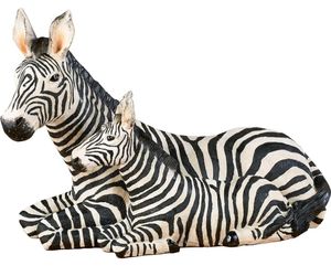 Touch of Class Zebra and Foal Table Sculpture - Resin - Black, White - African Safari Collectible