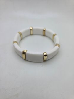 White and Gold Stretch Bracelet