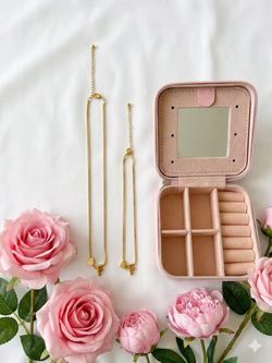 Travel Jewelry Case - Easter Gift for Teen Girls Small - Light Pink