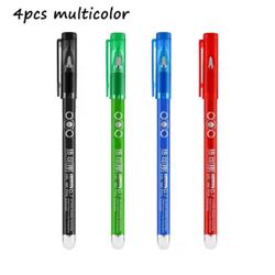 4 Frixion Erasable Gel Pens Red, Green, Blue, Black, Comfort 0.7mm Starter Pack