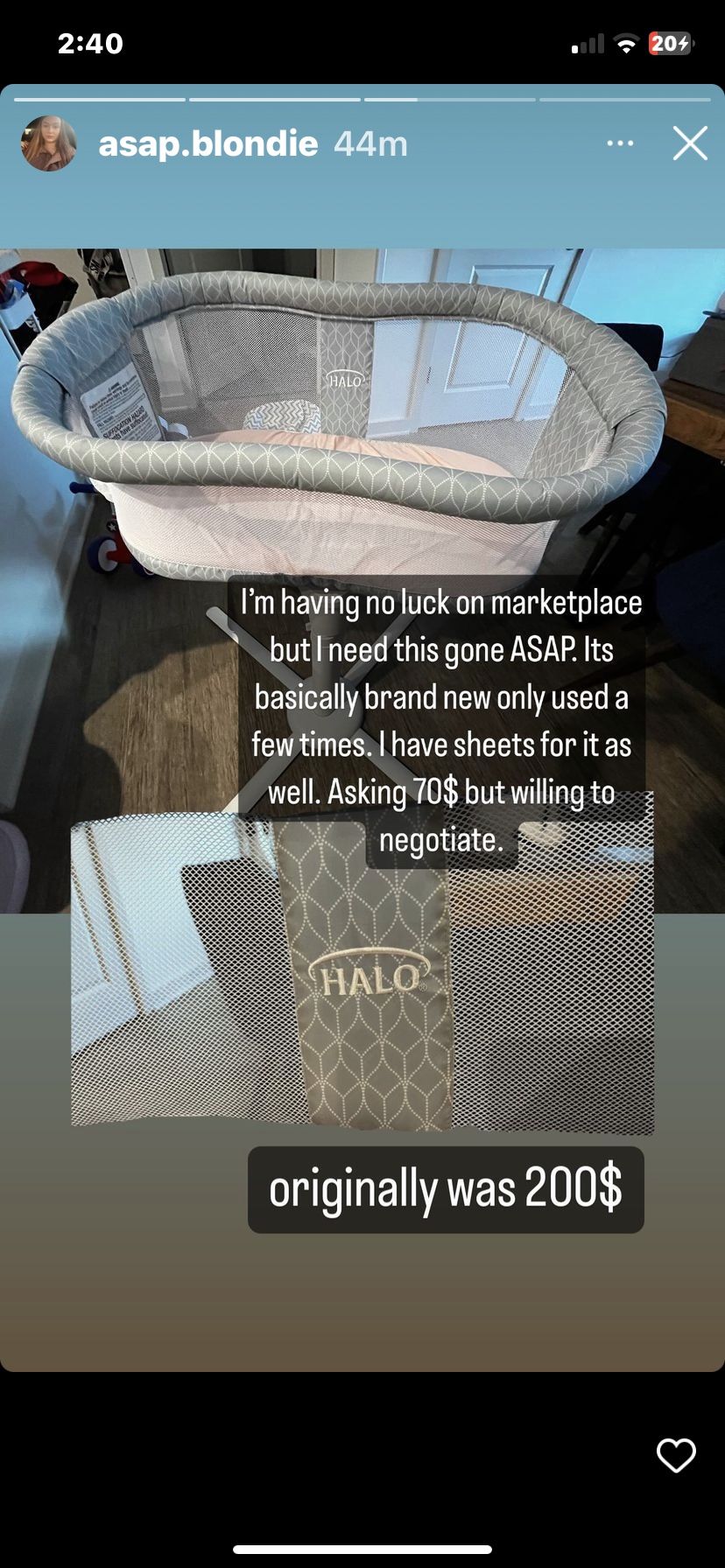Halo Bassinet. Like New