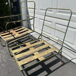 Vintage Woodard Chantilly Rose -Wrought Iron Garden Chairs- Set Of Two