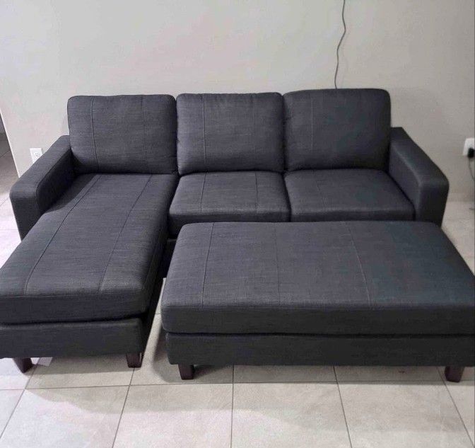 Abbyson Home Gray Sectional With Ottoman
