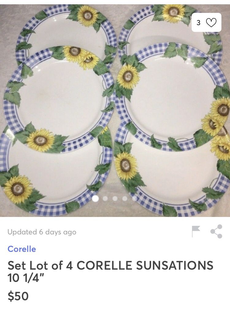 11 PiecesCorelle Sunflower Dinnerware Corning for Sale in Duncan, SC