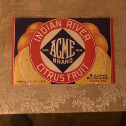 Indian river citrus fruit ACME brand crate label