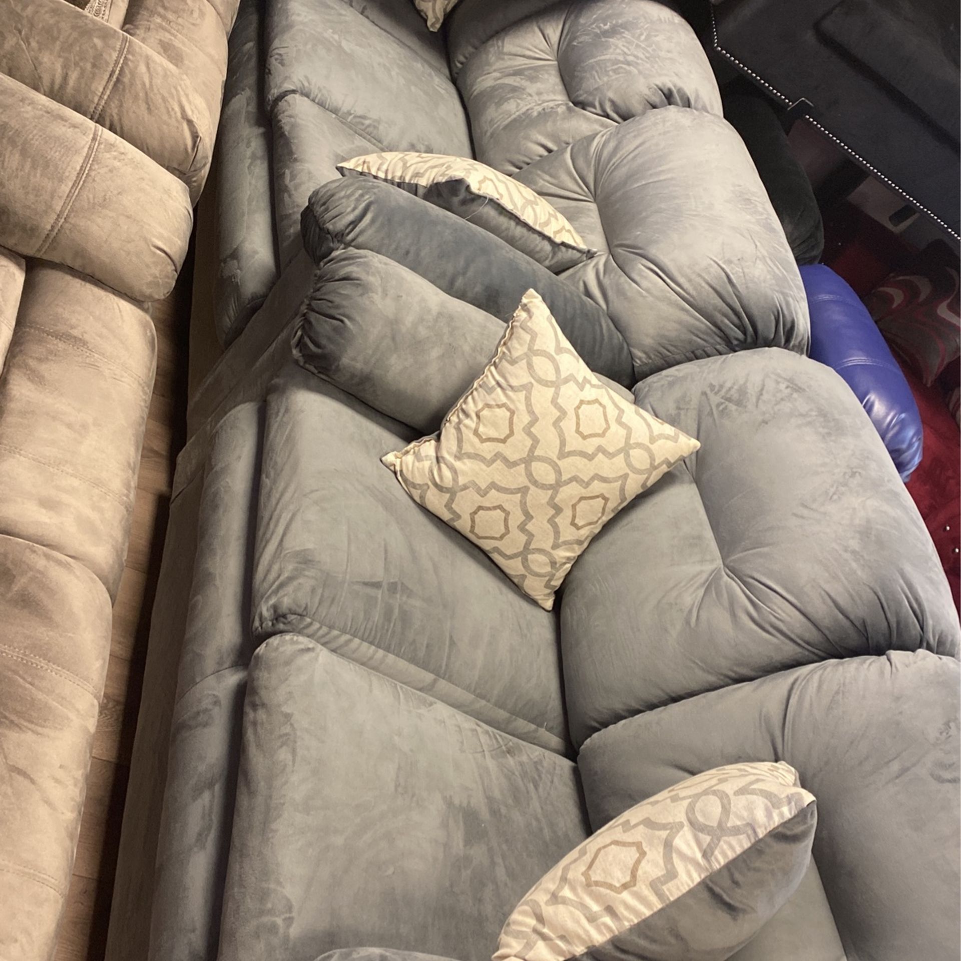 Grey Fabric Sofa And Loveseat