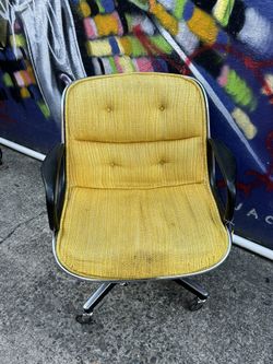 FINAL SALE KNOLL Yellow Silver Vintage Steelcase Office Chair G8RFTH 