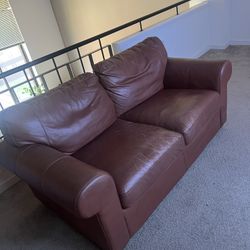 Brown Leather Loveseat 