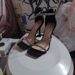Black Soda Square Toe Stiletto Heels