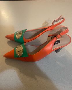 Orange And Green Slingback Heels