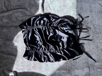 Black Satin Ruched Skirt