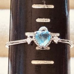 925 Dainty Aquamarine Stone  Size 6