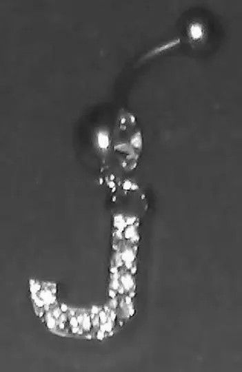 Clear Cz Gem J Dangle Belly Button Ring