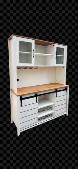 Farmhouse Kitchen Hutch / Coffee Bar Cabinet