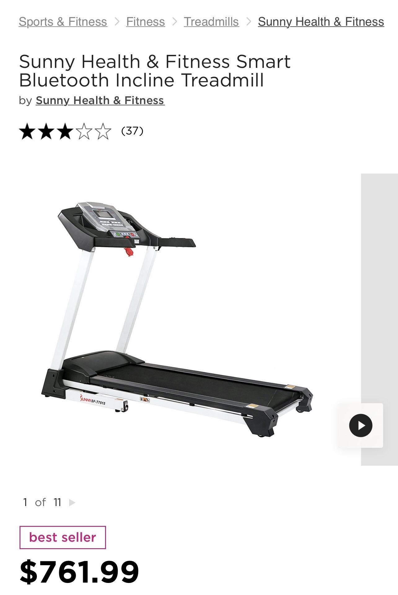 Sunny Health & Fitness Smart Bluetooth Incline Treadmill