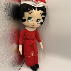 Vintage Betty Boop Toy Plush Doll Long Red Santa Dress