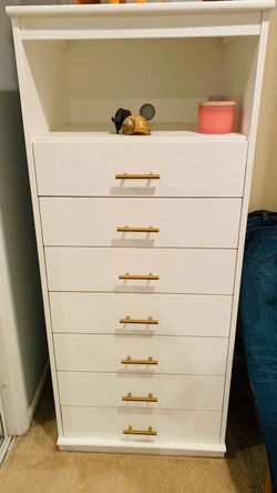 2 White Dressers with Gold Hardware – Stylish